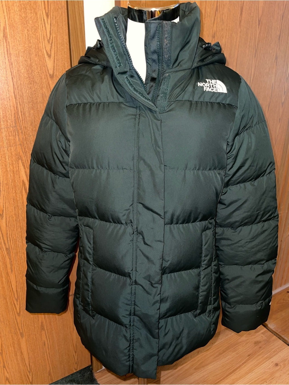 The North Face Dark Green Hooded Puffer Coat